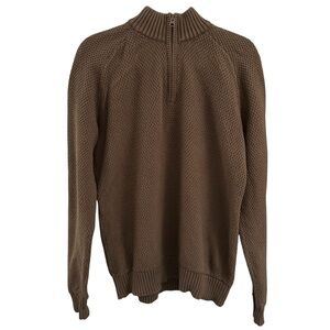 The Territory Ahead Brown/Green Quarter Zip Textured Knit Sweater Size Medium